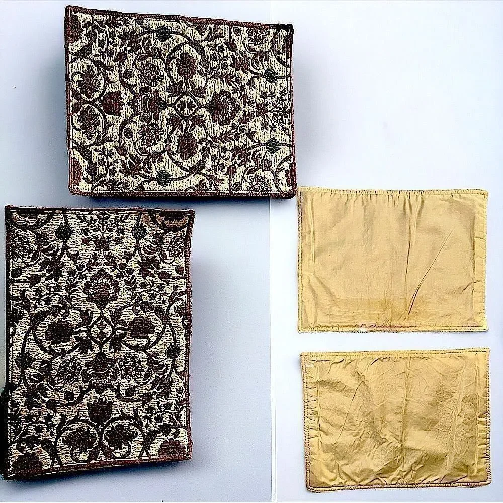 2 Placemats  l Brown/Tan l Embroidered l EUC